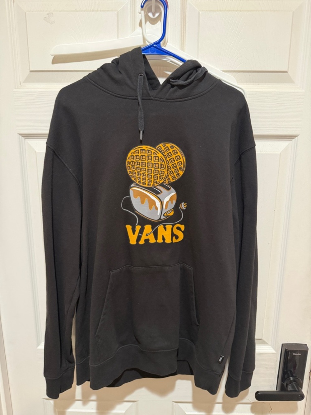 VANS Black Hoodie with Yellow Waffle-and-Butter Graphic